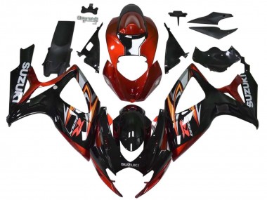 2006-2007 Red Glossy Black Orange Suzuki GSXR 600 / GSXR 750 Motorcycle Fairings UK