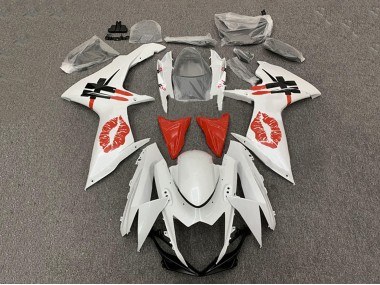 2008-2010 White Red Lipstick Suzuki GSXR 600 / GSXR 750 Motorcycle Fairings UK