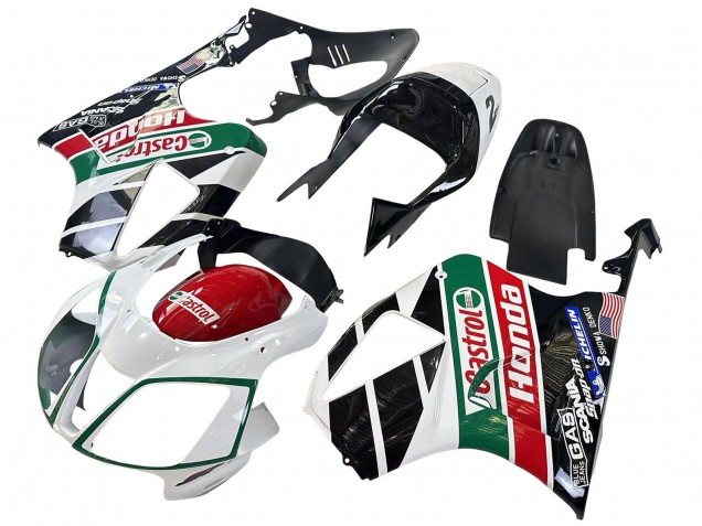 2000-2006 White Red Green Glossy Black Castrol Honda VTR1000 Motorcycle Fairings UK
