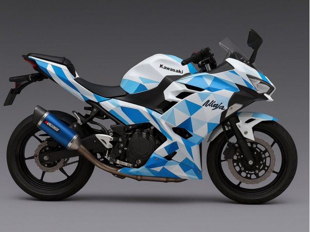 2024-2026 White Blue Geometric Kawasaki Ninja 500 EX500R Motorcycle Fairings UK