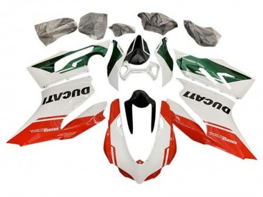 2011-2014 White Green Red Stripe Ducati Panigale 899 Motorcycle Fairings UK