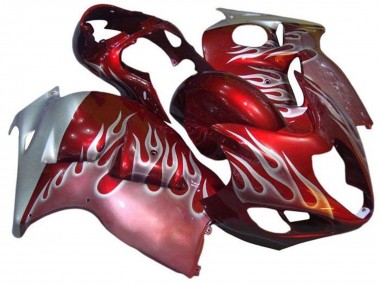 1996-2007 Red Silver Flame Suzuki GSXR 1300 Hayabusa Motorcycle Fairings UK