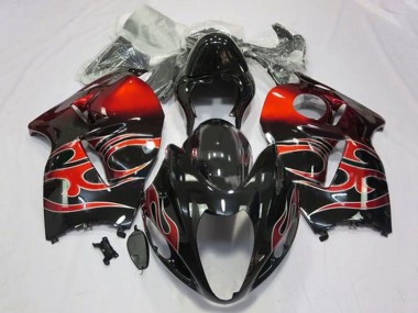 1996-2007 Glossy Black Red Tribal Suzuki GSXR 1300 Hayabusa Motorcycle Fairings UK