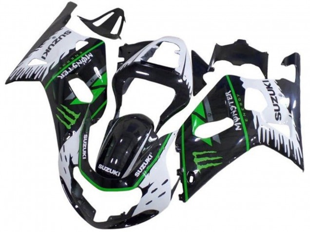 2001-2003 White Black Green Monster Suzuki GSXR 600 / GSXR 750 Motorcycle Fairings UK