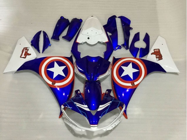 2009-2011 Blue White Red Star Captain America Yamaha YZF 1000 R1 Motorcycle Fairings UK