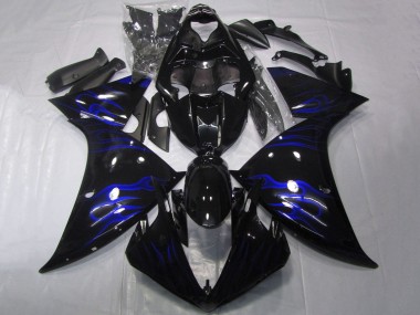2012-2014 Glossy Black Blue Flame Yamaha YZF 1000 R1 Motorcycle Fairings UK