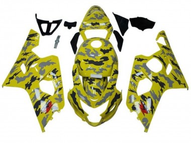 2004-2005 Yellow Black Grey Camouflage Suzuki GSXR 600 / GSXR 750 Motorcycle Fairings UK