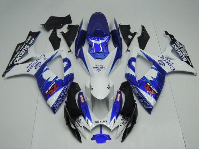 2006-2007 White Blue Black Corona Extra Motul Suzuki GSXR 600 / GSXR 750 Motorcycle Fairings UK