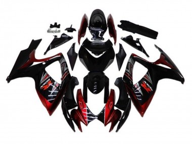 2006-2007 Glossy Black Red Suzuki GSXR 600 / GSXR 750 Motorcycle Fairings UK