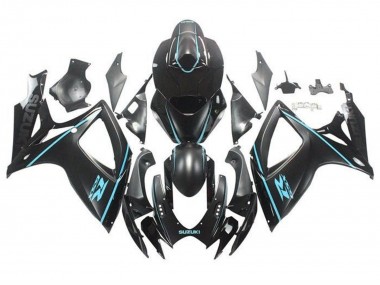 2006-2007 Matte Black Turquoise Blue Suzuki GSXR 600 / GSXR 750 Motorcycle Fairings UK