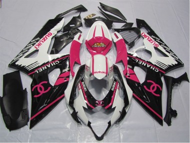2006-2007 White Pink Black Chanel Suzuki GSXR 600 Motorcycle Fairings UK