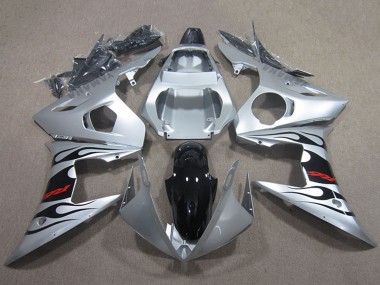 2003-2004 Silver Glossy Black Flame Yamaha YZF R6 Motorcycle Fairings UK