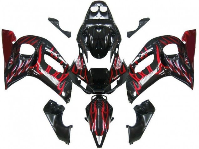1998-2002 Black Red Flame Yamaha YZF R6 Replacement Fairings UK 1998-2002 Black Red Flame Yamaha YZF R6 Replacement Fairings UK