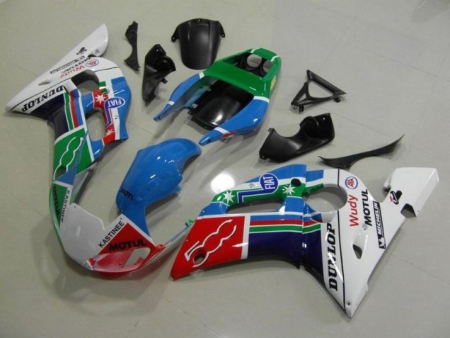 1998-2002 Blue White Green Red Wudy Motul Dunlop Yamaha YZF R6 Bike Fairings UK 1998-2002 Blue White Green Red Wudy Motul Dunlop Yamaha YZF R6 Bike Fairings UK