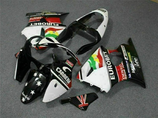2000-2002 Black White Eurobet Kawasaki ZX6R Bike Fairing UK 2000-2002 Black White Eurobet Kawasaki ZX6R Bike Fairing UK