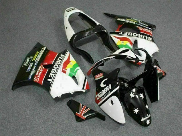 2000-2002 Black White Eurobet Kawasaki ZX6R Bike Fairing UK 2000-2002 Black White Eurobet Kawasaki ZX6R Bike Fairing UK