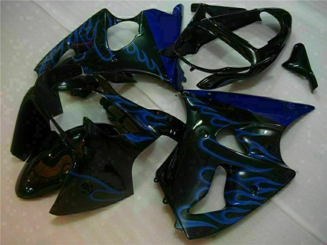 2000-2002 Black with Blue Flame Kawasaki ZX6R Motorbike Fairings UK 2000-2002 Black with Blue Flame Kawasaki ZX6R Motorbike Fairings UK