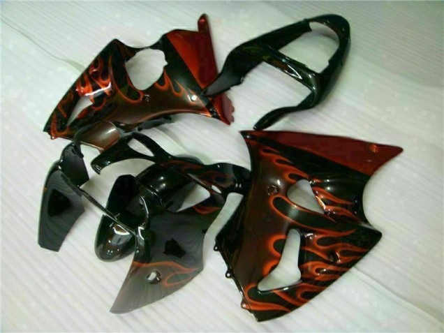 2000-2002 Black Red Flame Kawasaki ZX6R Motorcycle Fairing Kits UK 2000-2002 Black Red Flame Kawasaki ZX6R Motorcycle Fairing Kits UK