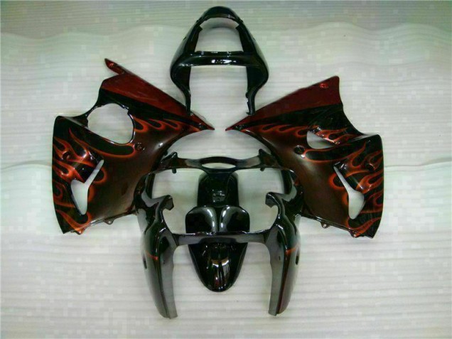 2000-2002 Black Red Flame Kawasaki ZX6R Motorcycle Fairing Kits UK 2000-2002 Black Red Flame Kawasaki ZX6R Motorcycle Fairing Kits UK