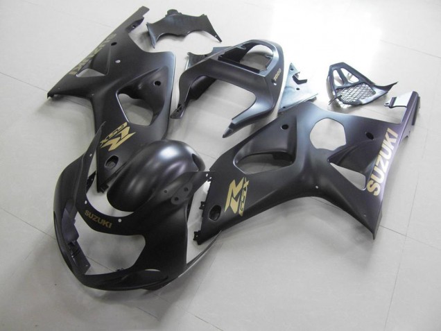 2000-2002 All Matte Black with Gold Sticker Suzuki GSXR 1000 Motorcycle Bodywork UK 2000-2002 All Matte Black with Gold Sticker Suzuki GSXR 1000 Motorcycle Bodywork UK