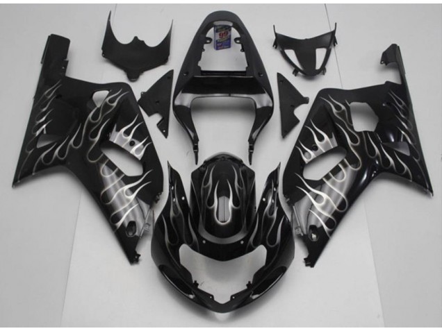 2001-2003 Black White Flame Suzuki GSXR 600/750 Motorcycle Fairing Kits UK 2001-2003 Black White Flame Suzuki GSXR 600/750 Motorcycle Fairing Kits UK