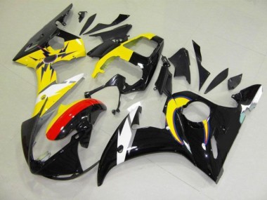 2003-2005 Moon Black Yellow Yamaha YZF R6 Motorcycle Fairings Kits UK
