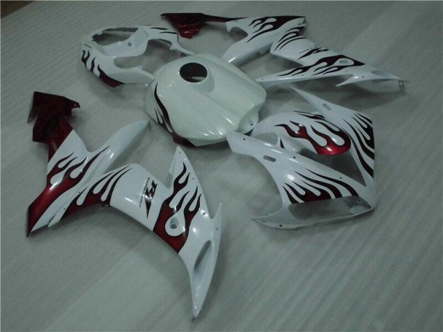 2004-2006 White Red Flame Yamaha YZF R1 Motorcyle Fairings UK 2004-2006 White Red Flame Yamaha YZF R1 Motorcyle Fairings UK