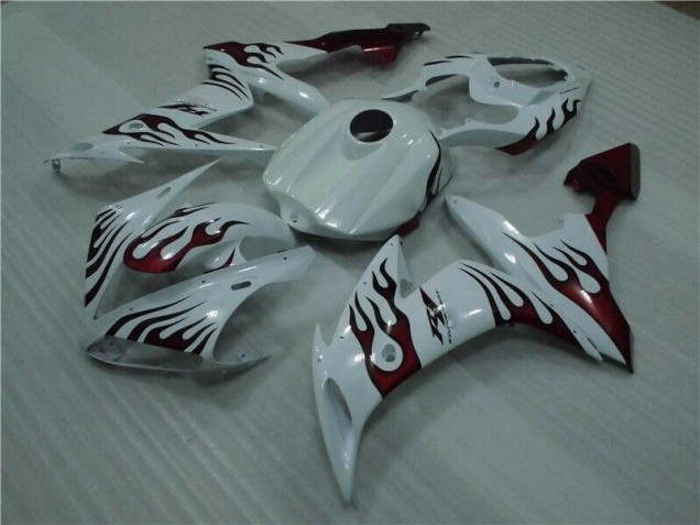 2004-2006 White Red Flame Yamaha YZF R1 Motorcyle Fairings UK 2004-2006 White Red Flame Yamaha YZF R1 Motorcyle Fairings UK
