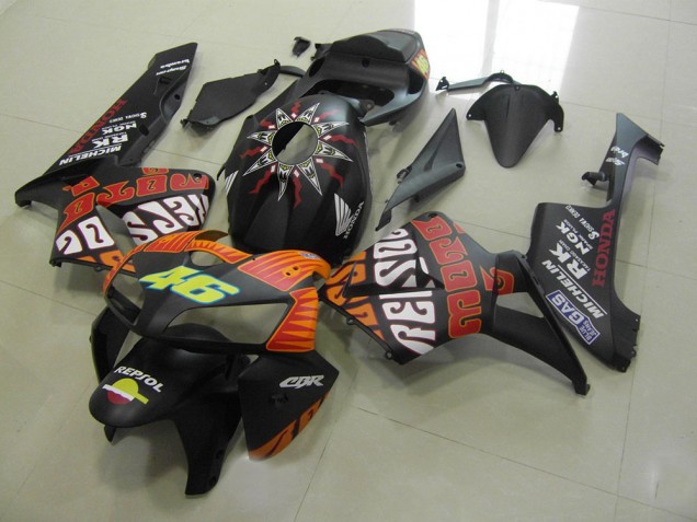 2005-2006 Rossi Matte Black Honda CBR600RR Motorcycle Fairings Kits UK 2005-2006 Rossi Matte Black Honda CBR600RR Motorcycle Fairings Kits UK