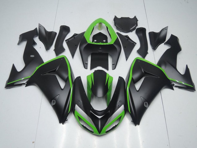 2006-2007 Matte Black with Green Line Kawasaki ZX10R Motorcycle Fairing Kits UK 2006-2007 Matte Black with Green Line Kawasaki ZX10R Motorcycle Fairing Kits UK
