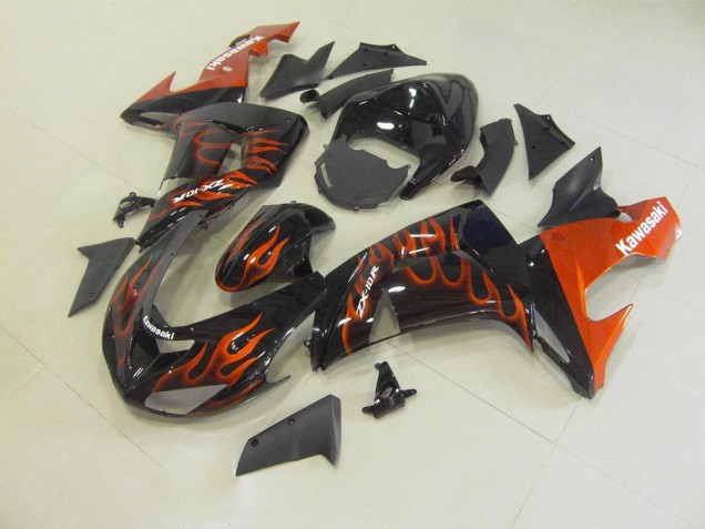 2006-2007 Orange Flame Kawasaki ZX10R Motorcyle Fairings UK 2006-2007 Orange Flame Kawasaki ZX10R Motorcyle Fairings UK