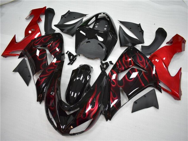 2006-2007 Red Flame Kawasaki ZX10R Motorcycle Fairings Kit UK 2006-2007 Red Flame Kawasaki ZX10R Motorcycle Fairings Kit UK