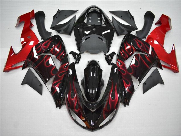 2006-2007 Red Flame Kawasaki ZX10R Motorcycle Fairings Kit UK 2006-2007 Red Flame Kawasaki ZX10R Motorcycle Fairings Kit UK
