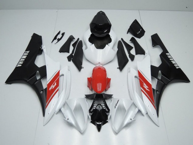 2006-2007 White Red and Matte Black Yamaha YZF R6 Motorbike Fairings UK 2006-2007 White Red and Matte Black Yamaha YZF R6 Motorbike Fairings UK