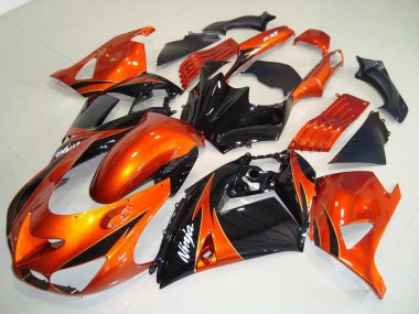 2006-2011 Orange Black Kawasaki ZX14R ZZR1400 Motorbike Fairings UK