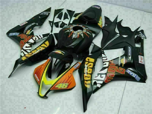 2007-2008 Black Yellow Repsol 46 Honda CBR600RR Motorcycle Bodywork UK 2007-2008 Black Yellow Repsol 46 Honda CBR600RR Motorcycle Bodywork UK