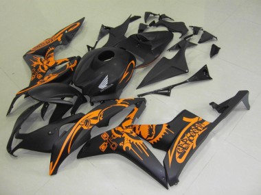 2007-2008 Matte Black Orange Sticker Honda CBR600RR Motorbike Fairing UK