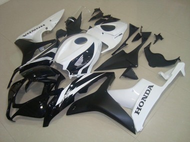 2007-2008 Matte Black White Honda CBR600RR Bike Fairing Kit UK