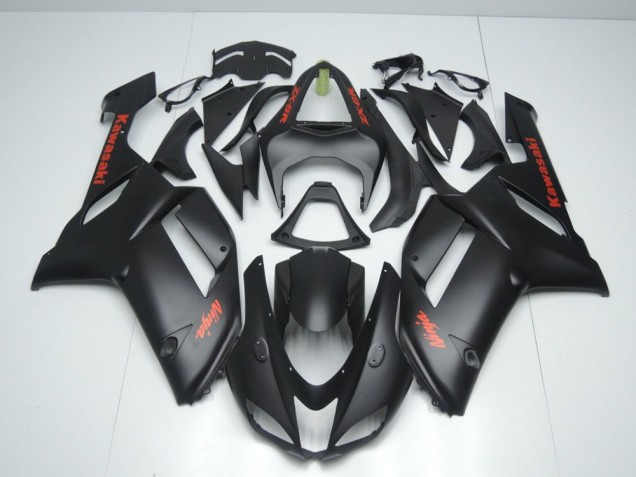 2007-2008 Matte Black with Red Sticker Kawasaki ZX6R Motorbike Fairing UK 2007-2008 Matte Black with Red Sticker Kawasaki ZX6R Motorbike Fairing UK