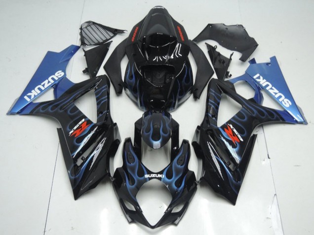 2007-2008 Black Blue Flame Suzuki GSXR 1000 K7 Motorcycle Fairing Kit UK 2007-2008 Black Blue Flame Suzuki GSXR 1000 K7 Motorcycle Fairing Kit UK