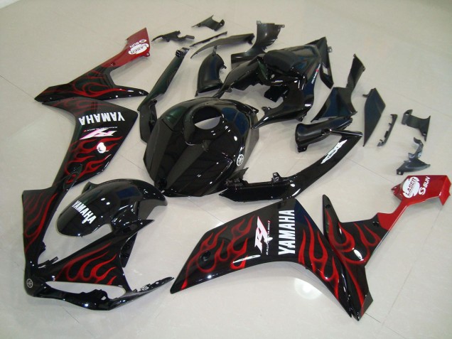 2007-2008 Glossy Black Flame Yamaha YZF R1 Motorcycle Fairings Kits UK 2007-2008 Glossy Black Flame Yamaha YZF R1 Motorcycle Fairings Kits UK