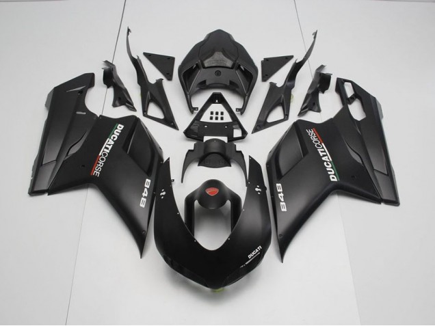 2007-2014 Matte Black with White Decals Ducati 848 1098 1198 Motorcycle Fairing UK 2007-2014 Matte Black with White Decals Ducati 848 1098 1198 Motorcycle Fairing UK