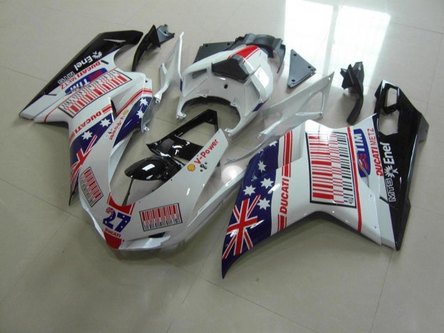 2007-2014 White Blue Red Ducati 848 1098 1198 Bike Fairings UK 2007-2014 White Blue Red Ducati 848 1098 1198 Bike Fairings UK