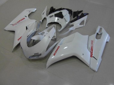 2007-2014 Pearl White with Red Decals Ducati 848 1098 1198 Motorcyle Fairings UK