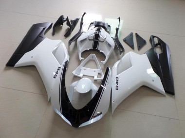 2007-2014 White and Black Stripe Ducati 848 1098 1198 Replacement Fairings UK