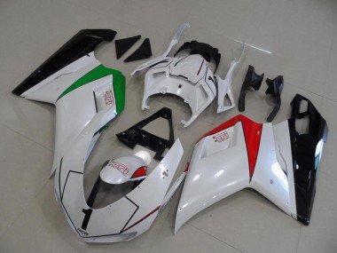 2007-2014 Peral White with Italy Flag Ducati 848 1098 1198 Motorcycle Fairings Kit UK