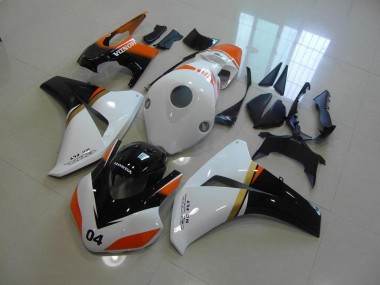 2008-2011 White and Black and Orange Race Honda CBR1000RR Motorcycle Fairing UK