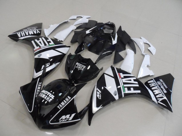 2009-2011 Black White Fiat Yamaha YZF R1 Bike Fairings UK 2009-2011 Black White Fiat Yamaha YZF R1 Bike Fairings UK