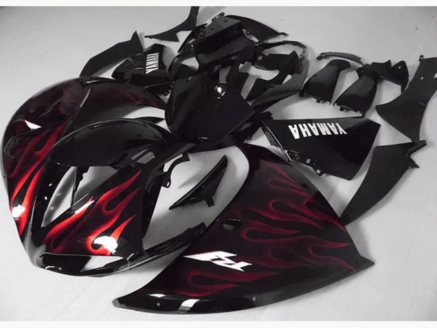 2009-2011 Red Black Flame Yamaha YZF R1 Bike Fairings UK 2009-2011 Red Black Flame Yamaha YZF R1 Bike Fairings UK