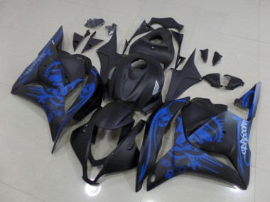 2009-2012 Matte Black Blue Skull Honda CBR600RR Motorcycle Fairings Kit UK